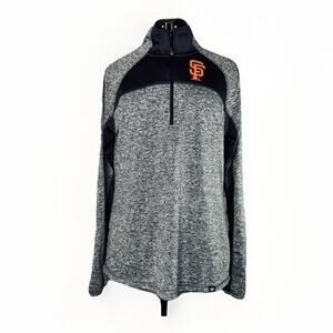 Fanatics San Francisco Giants Large Heather Gray Orange Zip Pullover Shirt MLB